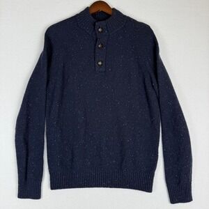 Unuckit Gordonne Sweater Mens Medium‎ Navy Blue Lambswool Blend Preppy Academia